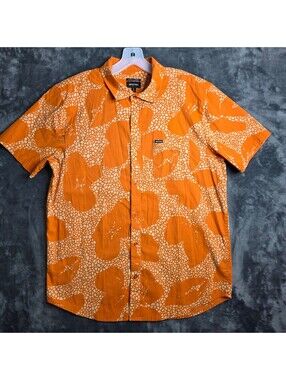 BRIXTON Charter Print Mens Button Up Shirt Sz Large